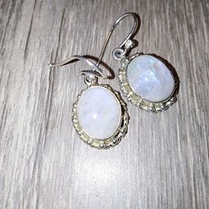 Rainbow moonstone earrings Sterling Silver